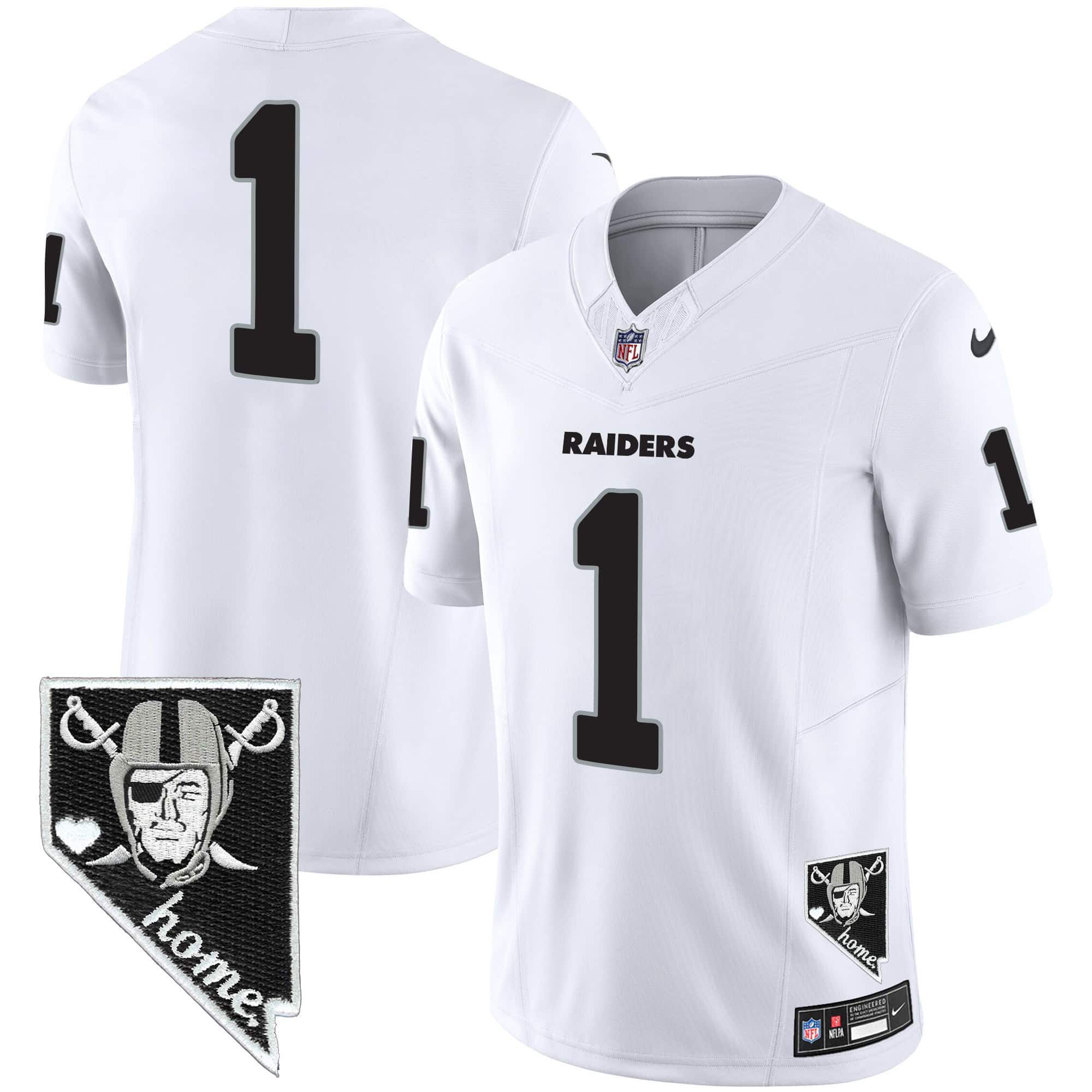 Men Oakland Raiders #1 No Name White 2024 Nike Nevada Home Patch Vapor NFL Jersey->indianapolis colts->NFL Jersey